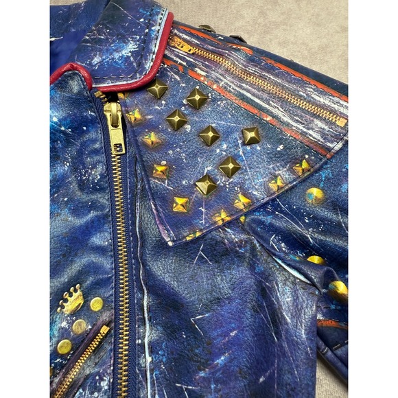 Disney Store Descendants 2 Mai Jacket Kids 5/6 Blue Faux Leather Studded Moto - Picture 7 of 16